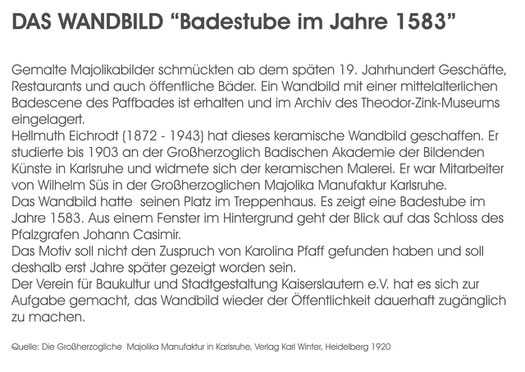 Verein für Baukultur und Stadtgestaltung Kaiserslautern e. V.  - Fliesenbild Text Pfaffbad