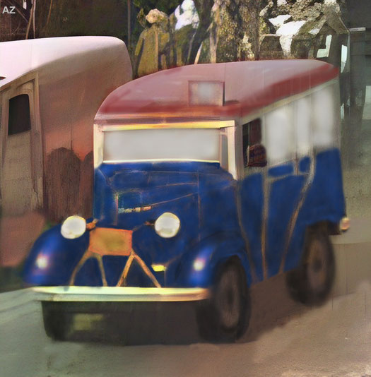 Typical Iraqi taxi in the 1930s. Image rendition by A. Zois.