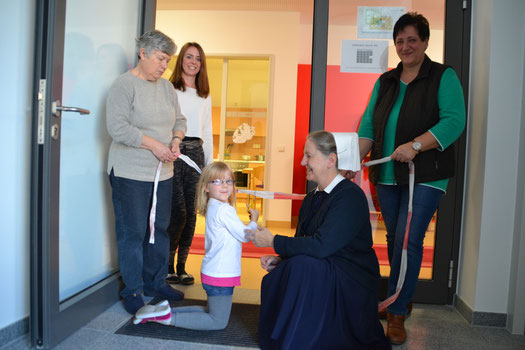 von links nach rechts: Karin Seibet (MA Kindergarten), Katja Winkler (Leiterin Krippe), Sr. Elfriede Distler (Leiterin Kindergarten), Sabine Thieme (MA Kindergarten)