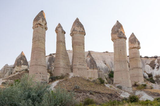 Penis shape sand stones in Love valley of Cappadocia