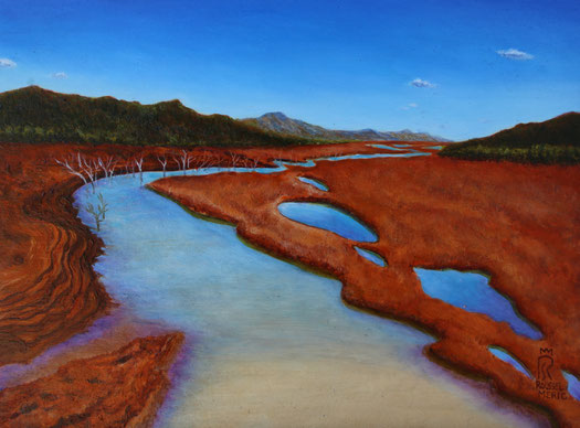 peinture-hyperrealisme-paysage-nouvelle-caledonie-lac-yate-roussel-meric