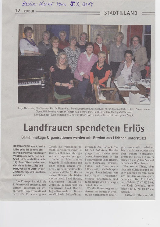 Ausschnitt aus dem "Hadler Kurier" vom 5.03.2014