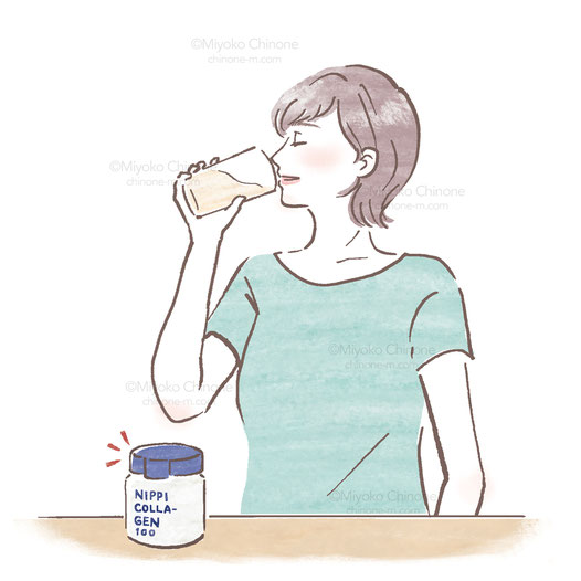 ドリンクを飲む女性のイラスト