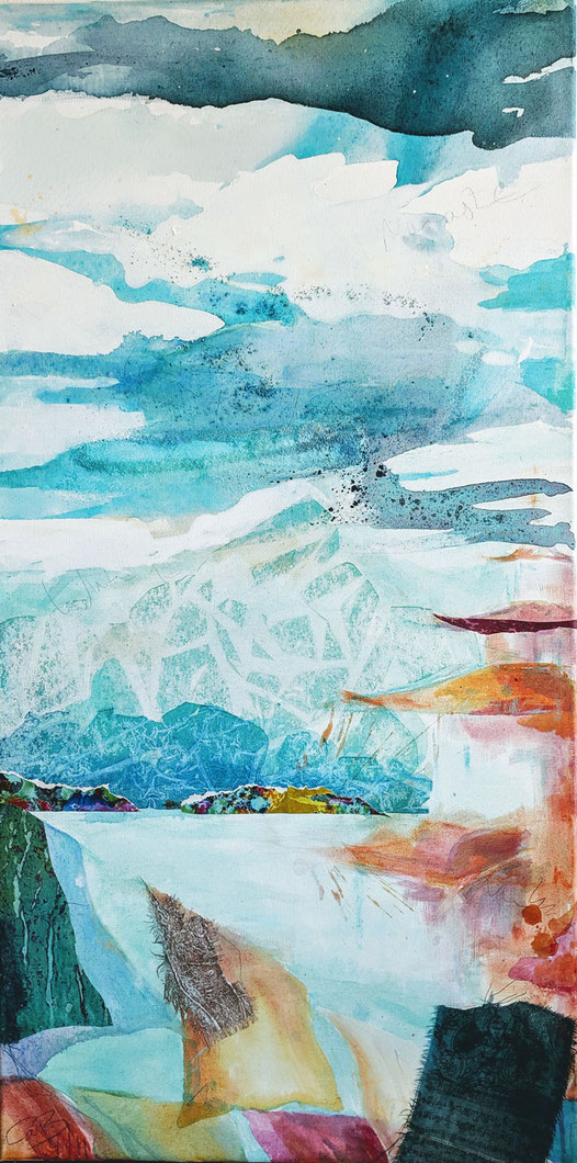 Annapurna, Mischtechnik auf Leinwand, 100 x 50 cm, 9/19 - Caroline Baum