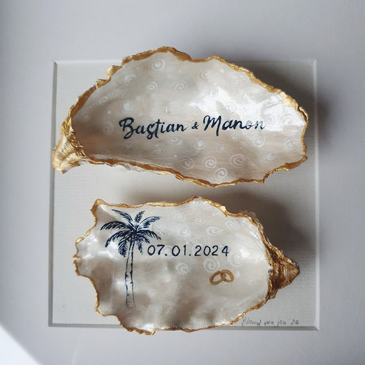 gepersonaliseerde handbeschilderde oesters als origineel cadeau