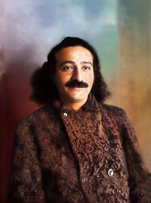 1931 : Meher Baba in London, England. Image rendition by Anthony Zois.