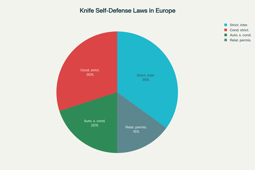 Répartition des approches de légitime défense au couteau en Europe