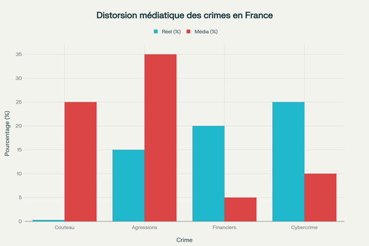 Comparaison entre couverture médiatique et réalité statistique des différents types de crimes