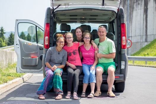 Happy family drove us in Slovenia