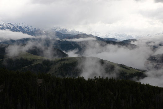 Cloud formations in the Rocky Mountains, hiking weather, Wyoming, Chief Joseph Highway