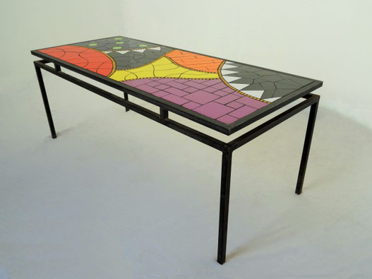 Table basse d'intérieur en mosaïque - Zam-création
