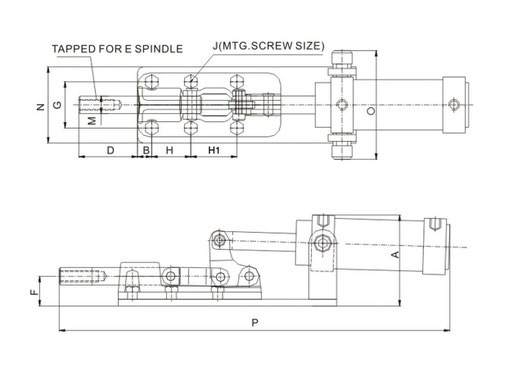 Drawing pneumatic push -pull toggle clamp CH-36301-A