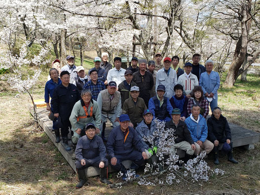 南小梨自治会(小梨)　令和７年度のお花見会での集合写真