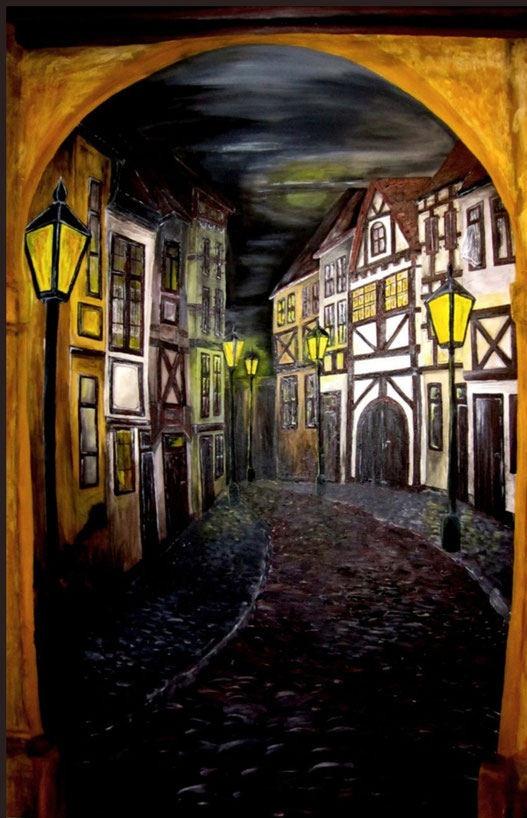 Kleine Gasse in der Nacht (150x100) 