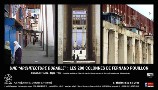 Affiche de l'exposition 'Une architecture durable, Fernand Pouillon" au CCHa - Centre des Cultures de l'Habiter