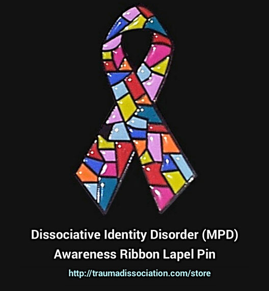 Dissociative Identity Disorder ribbon badge on sale from the store at traumadissociation.com