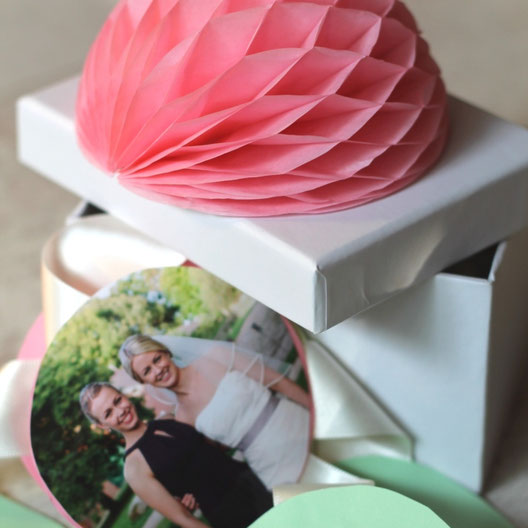 Bild: Geschenkideen für Trauzeugin und Brautjungfern, gefunden auf Partystories.de, DIY Girlanden Box von twoweddingsisters