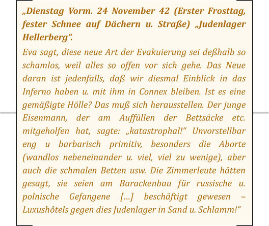 Victor Klemperer in seinem Tagebuch über die Einrichtung des ‚Judenlagers'.