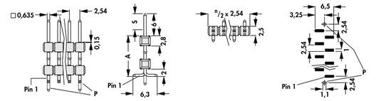 SL 15 SMD Fischer 表面実装タイプ段重ね用ピンヘッダー2.54㎜ピッチ