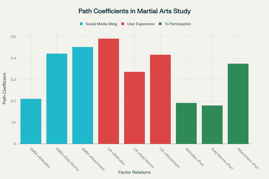 Influence des réseaux sociaux sur la participation aux arts martiaux : coefficients de corrélation