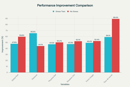 Comparaison des améliorations de performance entre entraînement sous stress et entraînement traditionnel