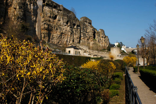 Luxembourg city, cliffs, stone walls, gorge