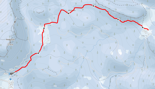 Route vom Berggasthof Predigtstuhl über den Zwerchwandsturz, das Kleine Matterhorn zur Hütteneckalm