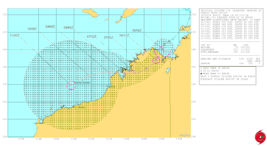 Forecast track map of Ex-Tropical cyclone Blanche, From JTWC.