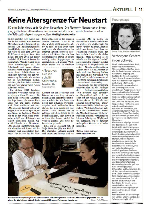 Tagblatt, Medienbericht schlüsselbrett, Alu Designleiste, Design Award, genial einfach, multifunktional, Ordnungswunder, Designfilz, Garderobe, Küche, Bad 