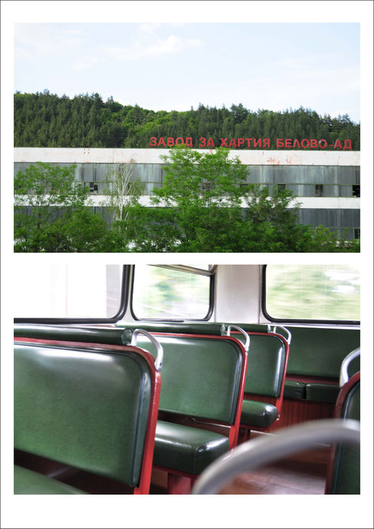 Deserted factory building on the rail route between Sofia and Plovdiv |  Upper deck of historical bus in Berlin-Schöneberg