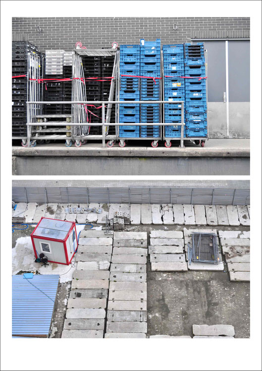 Stacked boxes on the loading ramp of a supermarket in Amsterdam-Noord | Currently abandoned construction site in Warsaw opposite to the Palace of Culture and Science