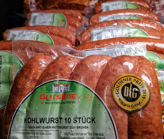 Mit guter Kohlwurst von der Firma Gutsedel und DLG Gold 2019 ausgezeichnet!