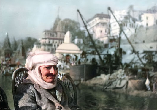  3. Meher Baba on a boatride on the Ganges River, Benares, Jan. 17, 1939