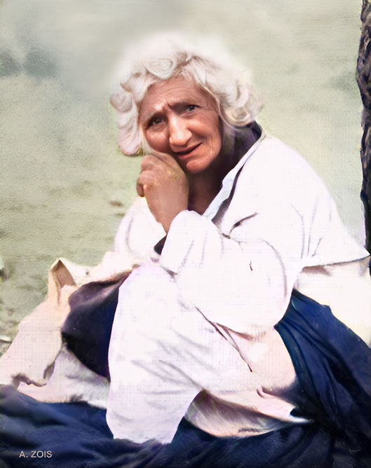 Hazrat Babajansitting under her neem tree in Poona. Image rendered by Anthony Zois.