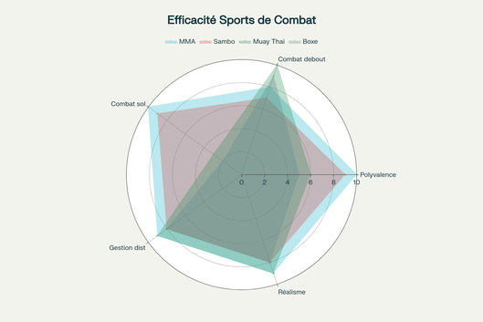 Comparaison de l'efficacité des 4 sports de combat les plus pragmatiques selon 5 critères fondamentaux
