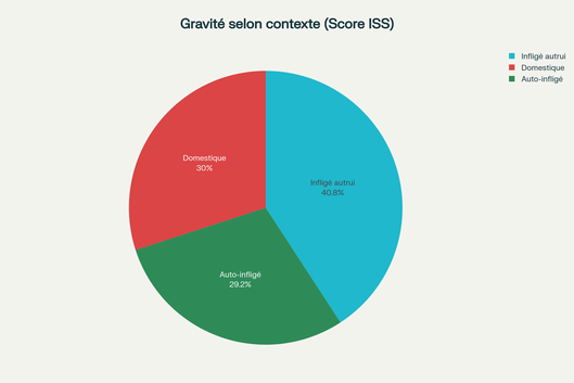 Gravité des blessures selon le contexte d'agression - Score ISS moyen par type