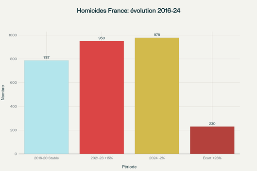 Analyse périodique des homicides en France : évolution en quatre phases (stabilité, hausse critique, correction légère, bilan long terme)