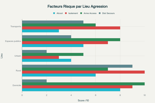 Facteurs de risque d'agression au couteau selon le lieu - Analyse comparative
