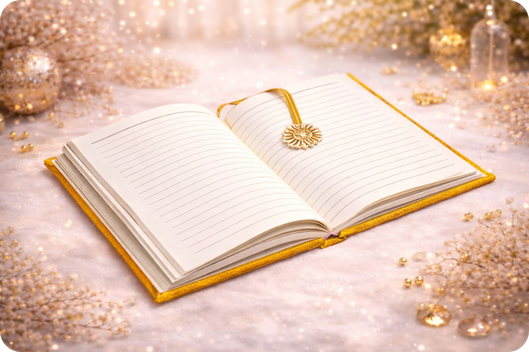 Carnet velours, soleil jaune Ouvert 