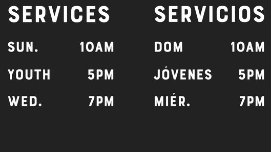 Our services, here at La Voz de Dios CC. Come and worship with us!