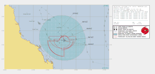 Track map of Tropical Cyclone Iris 3 April 2018 From www.bom.gov.au