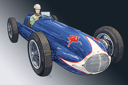Bill Holland con su Blue Crown Spark Plug Moore Deidt - Offenhauser