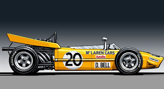 Derek Bell y su McLaren M9/A