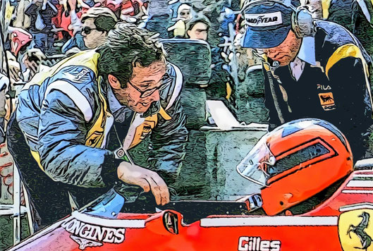 Mauro Forghieri y Gilles Villeneuve by Muneta & Cerracín