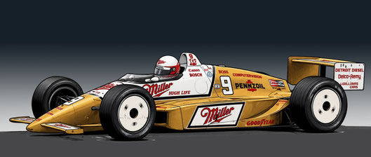Danny Sullivan de la escudería Miller High Life (Roger Penske) con su Penske - Chevrolet 