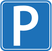 Grafik: Blaues Parkplatz Symbol.