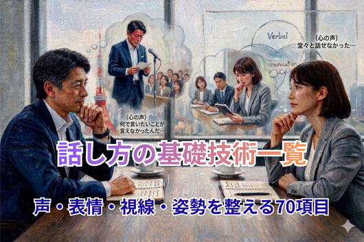 話し方の基礎技術一覧｜声・表情・視線・姿勢を整える70項目｜ヒューマン話し方教室