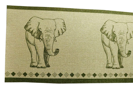 Glamour Vinyl Vliesbordüre mit Metallic Gold - Effekt - Motiv Elefant
