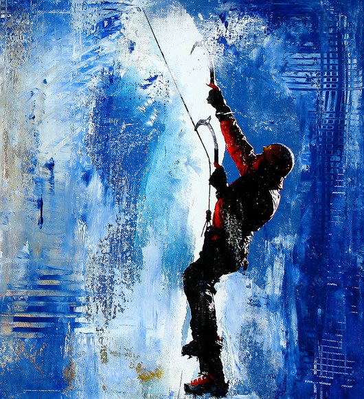 Bildausschnitt - Eiskletterer Acrylbilde - Ice Climber abstrakt - 