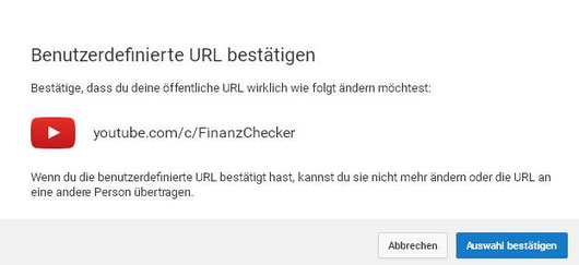 Endlich ist es soweit: Wir haben bei unserem YouTube-Kanal mehr als 100 Follower und können nun den Namen "FinanzChecker" beantragen (Screenshot vom 23.03.2017)!!!